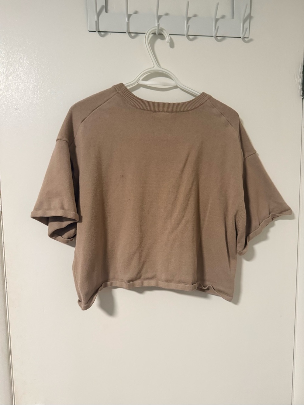 Dynamite Cropped Boxy Short Sleeve Top - Taupe